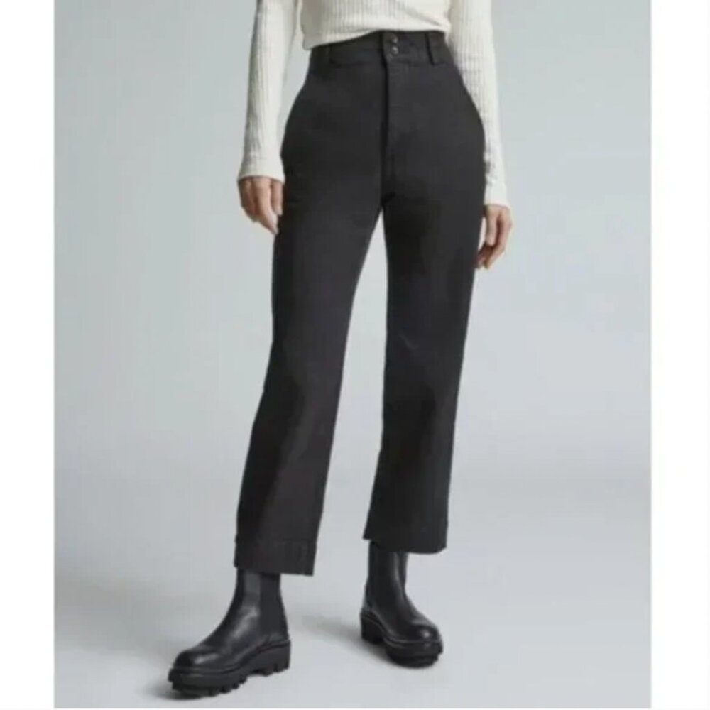 NWT Everlane The Organic Straight Leg Pant Womens 6 Black